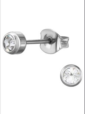Titanium Round Crystal Stud Earrings 4mm